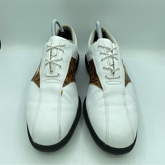 Footjoy DRYJOYS Men's 9 Croc Golf Cleats SoftSpikes 53570 White Leather OptiFlex - Picture 7 of 13